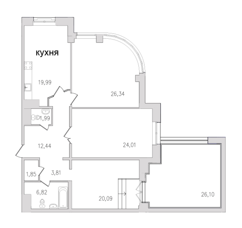 Трехкомнатная квартира в : площадь 124.5 м2 , этаж: 15 – купить в Санкт-Петербурге